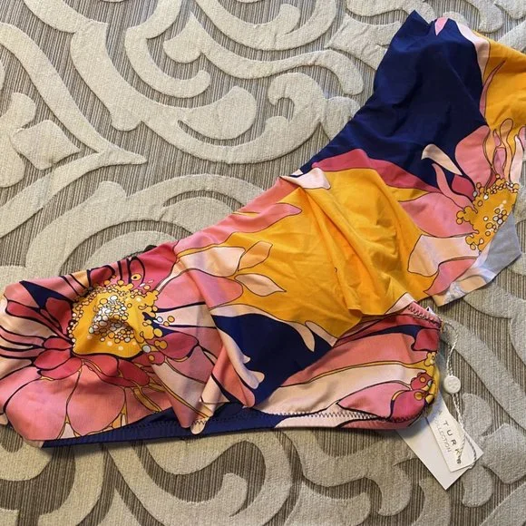 NWT Trina Turk Breeze Two Piece Bikini Swimsuit Size 6 High Waist Bottoms Ruffle - Picture 10 of 12